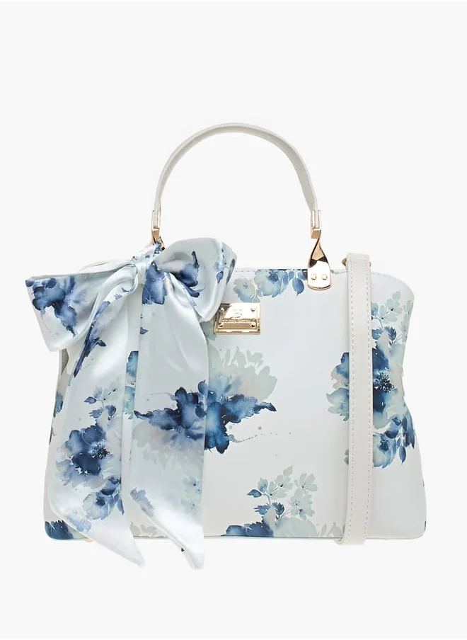 فلورا بيلا من شو إكسبرس Women Floral Print Tote Bag with Zip Closure and Double Handle