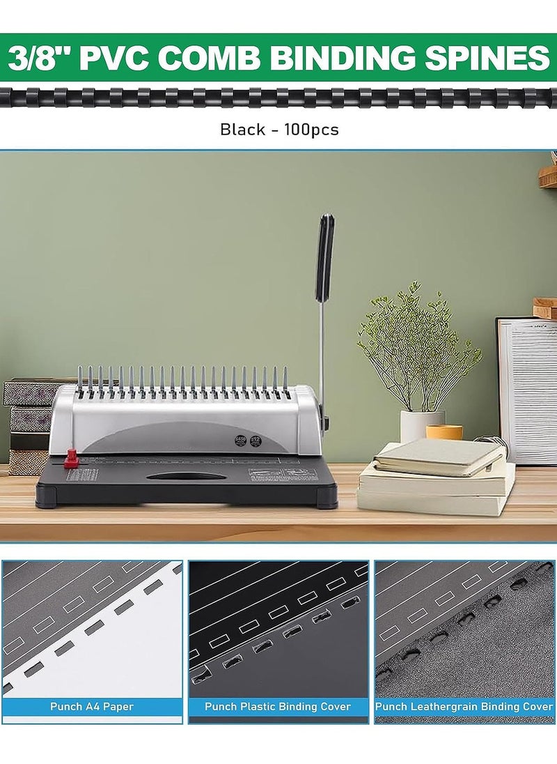 Kidle - Binding Machine, Comb Binding Machine 21-Holes Binding 450 Sheets, Book Binder Machine with 100 PCS 3/8'' Comb Binding Spines, for Letter Size, A4, A5 - Image 1