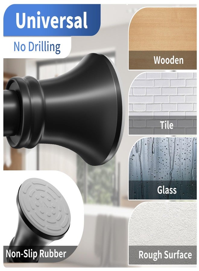 YNL Black Curtain Rods For Windows No Drill Tension Shower Tension Mount, Non-Slip Rust-Resistant Stainless Steel Telescoping Adjustable 36-84 Inch (3-7ft) for Bathroom, Kitchen, Living Room - Image 5