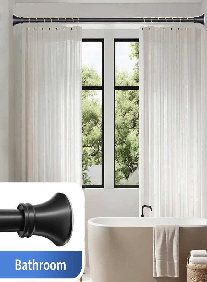 YNL Black Curtain Rods For Windows No Drill Tension Shower Tension Mount, Non-Slip Rust-Resistant Stainless Steel Telescoping Adjustable 36-84 Inch (3-7ft) for Bathroom, Kitchen, Living Room - Image 2