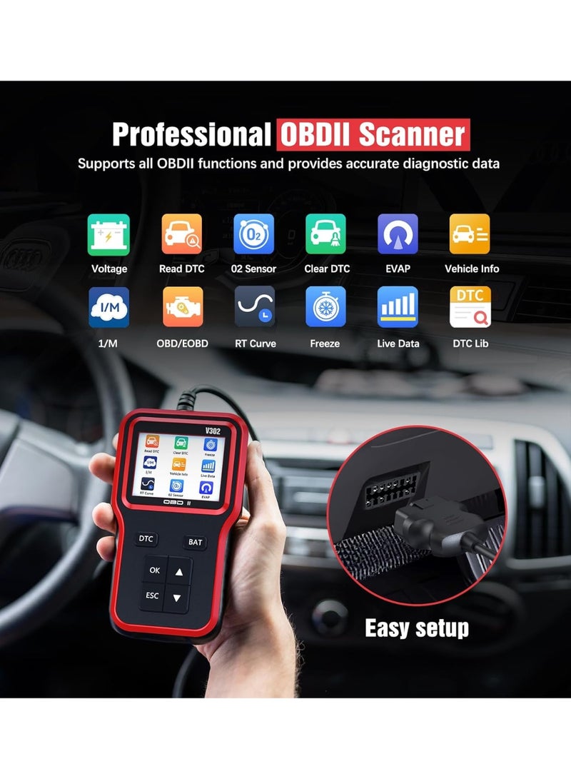 BUANIERT OBD2 Scanner with Upgrade Battery Tester, Car Diagnostic Tool Check Engine Light & Emissions Readiness, Fault Code Reader for All OBD II Protocol Vehicles Since 1996  - Image 2