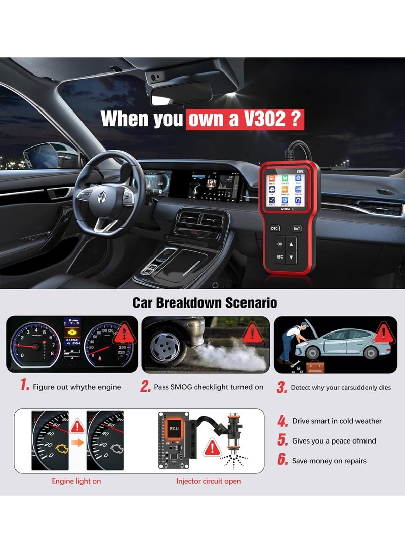 BUANIERT OBD2 Scanner with Upgrade Battery Tester, Car Diagnostic Tool Check Engine Light & Emissions Readiness, Fault Code Reader for All OBD II Protocol Vehicles Since 1996  - Image 4