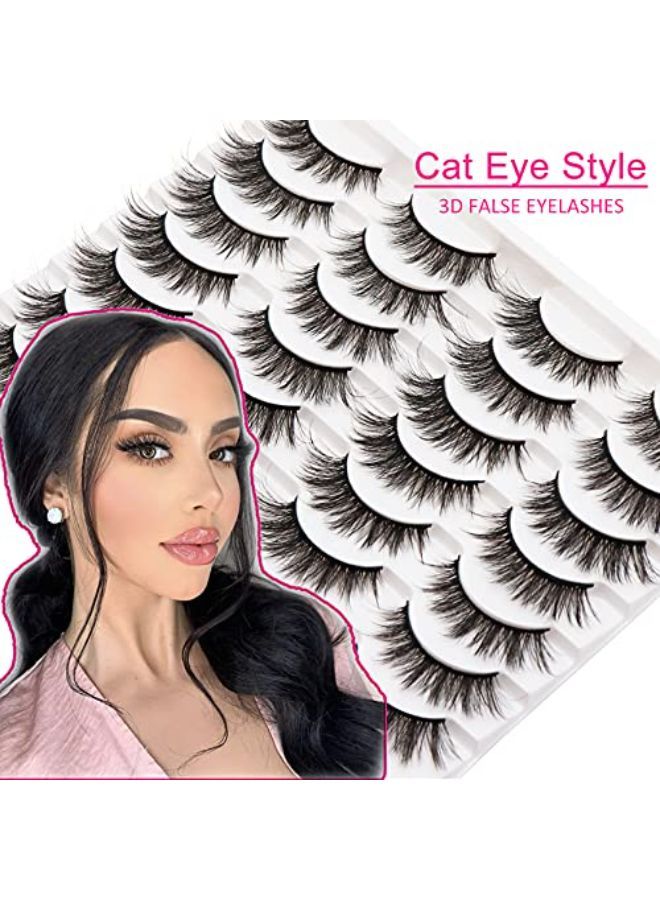 Losha Eyelashes Natural Look Faux Mink Lashes Pack Handmade Fluffy False Eyelashes 14 Pairs Cat Eye Lashes - Image 2