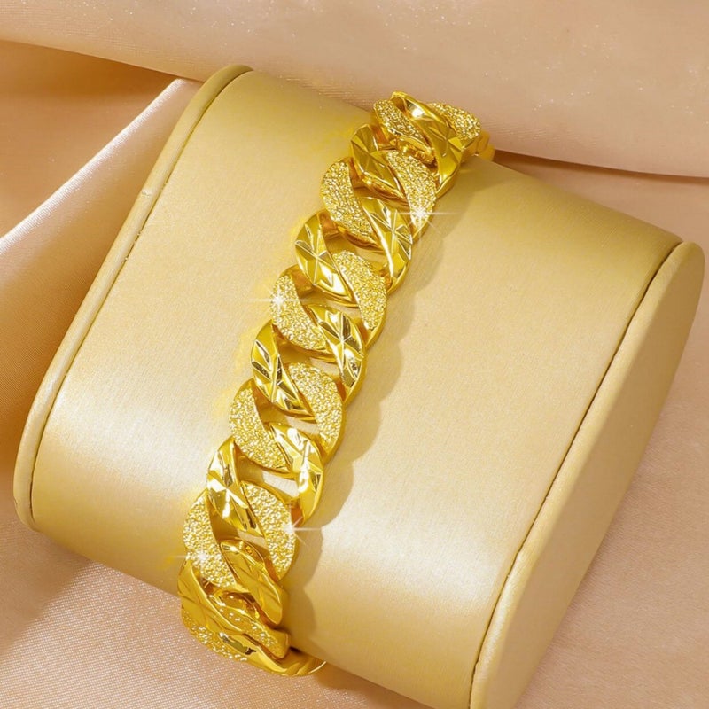 Vietnam Sand Gold Men'S Boutique Whip Bracelet Explosion Twist Plating 24K Gold 15Mm Watch Chain - Image 2