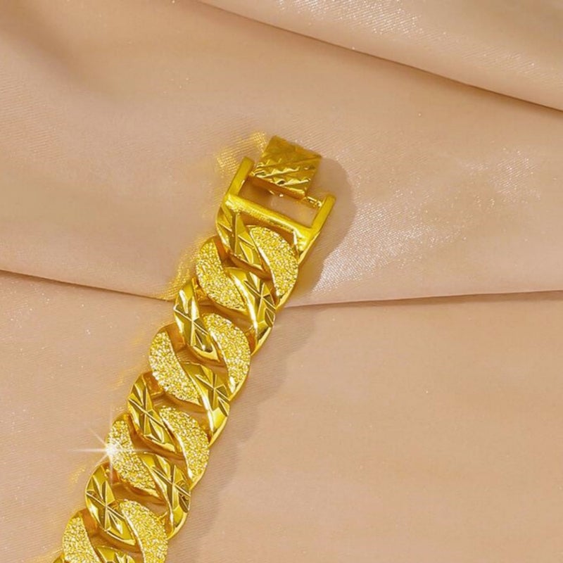 Vietnam Sand Gold Men'S Boutique Whip Bracelet Explosion Twist Plating 24K Gold 15Mm Watch Chain - Image 5