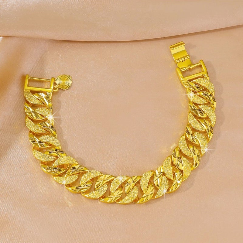 Vietnam Sand Gold Men'S Boutique Whip Bracelet Explosion Twist Plating 24K Gold 15Mm Watch Chain - Image 1