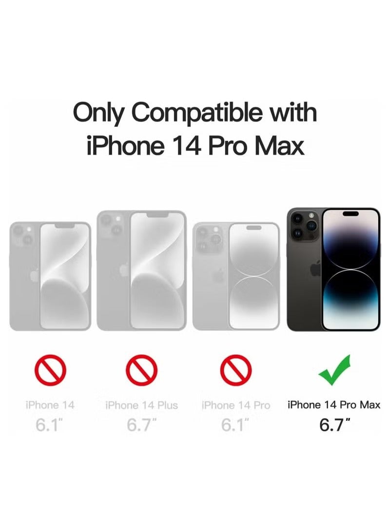 MIGOFAST Leather Card Holder Case Compatible with iPhone 14 Pro Max 6.7 inch Shockproof Leather Back Card Storage Plus Phone Stand - Image 4