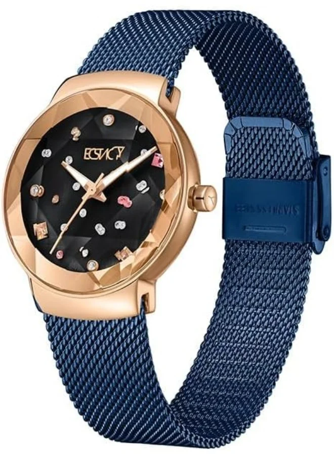 إكستاسي Ecstacy Women's GL36 Movement Watch, Analog Display and Stainless Steel Strap - E23504-KMNN, Blue