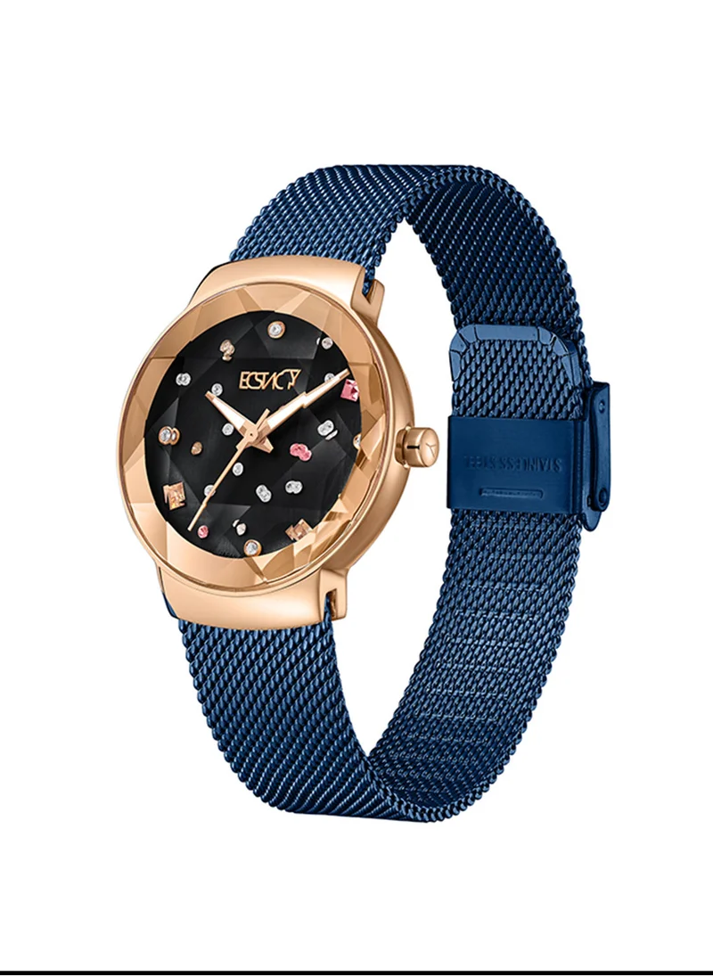 إكستاسي Women's Analog Round Shape Stainless Steel Wrist Watch E23504-KMNN - 33 Mm