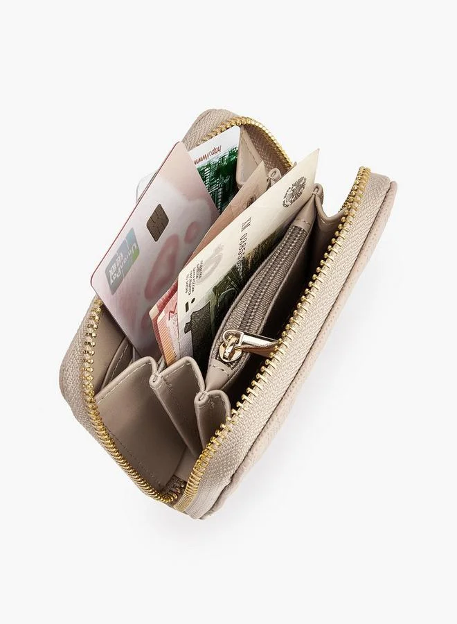 Flora Bella By Shoexpress BEIGE Flora Bella Floral Textured Zip-Around Wallet for Women | Best Price UAE
