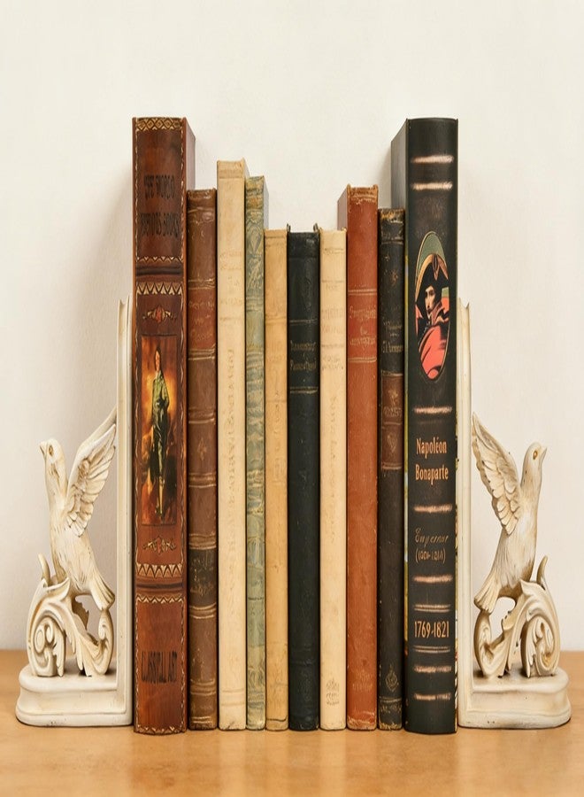 ifreeside 2PCS Vintage Bookends White Bird Decorative Bookends Resin Bookends for Kids Rooms Decorative Book Ends for Heavy Books Antique Bookend (Retro White Bird) - Image 5