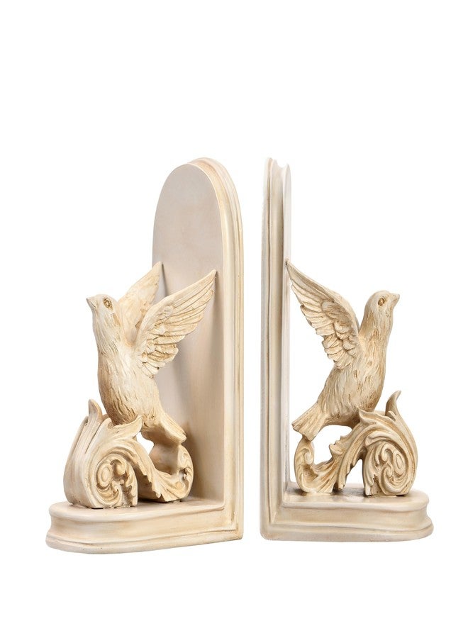 ifreeside 2PCS Vintage Bookends White Bird Decorative Bookends Resin Bookends for Kids Rooms Decorative Book Ends for Heavy Books Antique Bookend (Retro White Bird) - Image 1