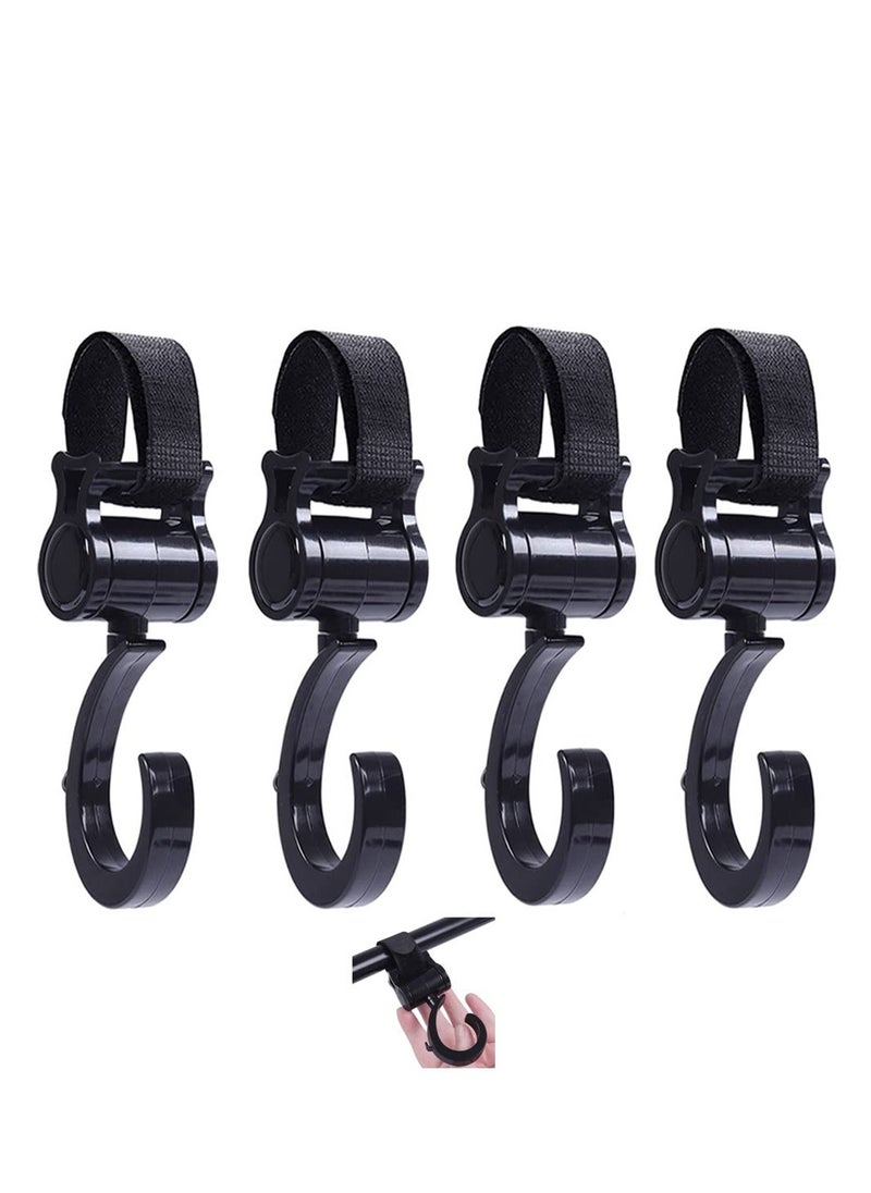 MIXDE 4PCS Baby Stroller Hooks, Premium Leather Style Stroller's Clip Straps for Hanging Diaper Bags or Shopping Bag, Convenient Strollers Accessories Mommy Bag Hooks  - Image 1