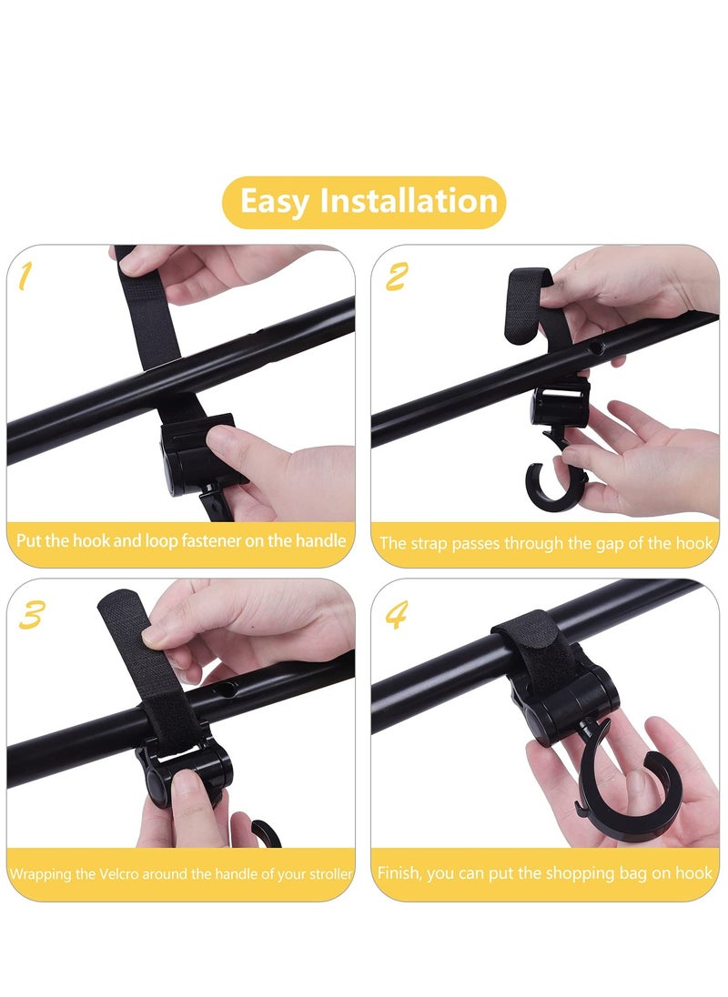 MIXDE 4PCS Baby Stroller Hooks, Premium Leather Style Stroller's Clip Straps for Hanging Diaper Bags or Shopping Bag, Convenient Strollers Accessories Mommy Bag Hooks  - Image 2