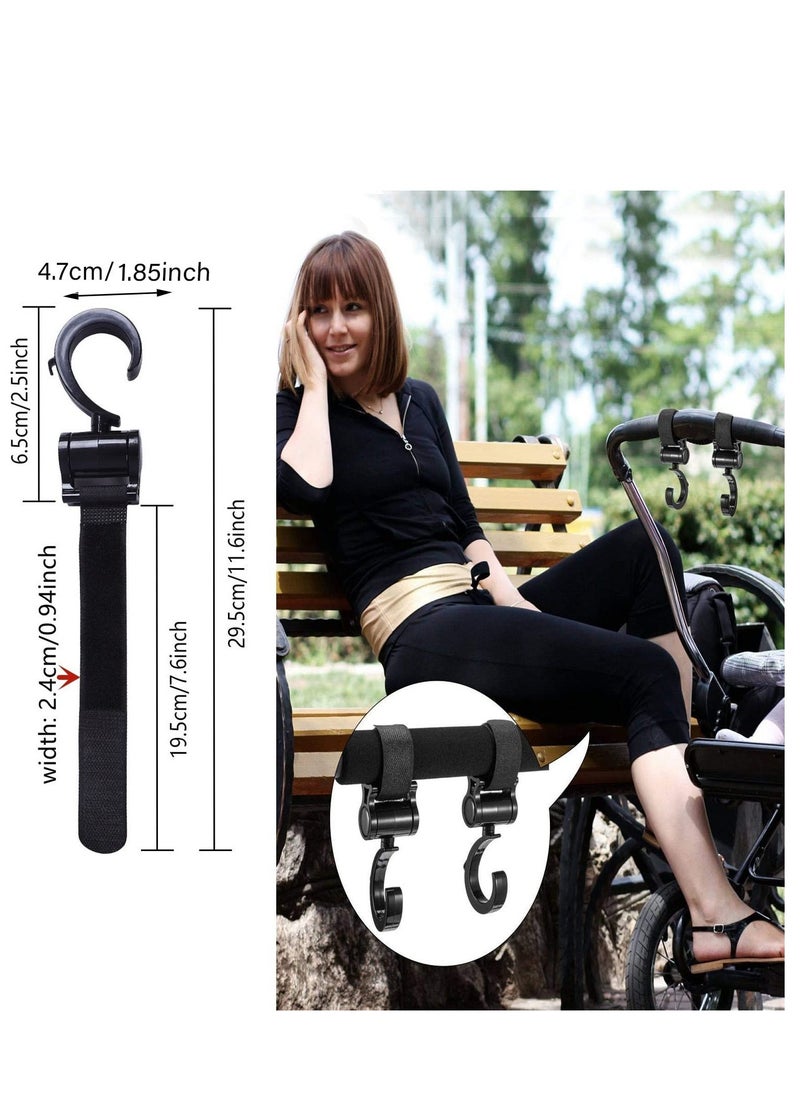 MIXDE 4PCS Baby Stroller Hooks, Premium Leather Style Stroller's Clip Straps for Hanging Diaper Bags or Shopping Bag, Convenient Strollers Accessories Mommy Bag Hooks  - Image 3