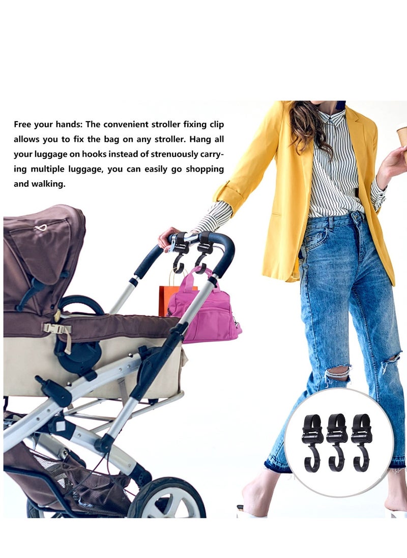 MIXDE 4PCS Baby Stroller Hooks, Premium Leather Style Stroller's Clip Straps for Hanging Diaper Bags or Shopping Bag, Convenient Strollers Accessories Mommy Bag Hooks  - Image 5
