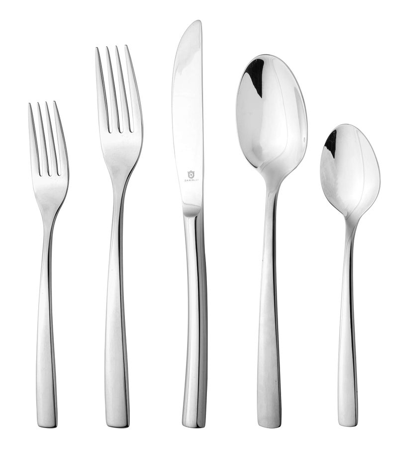 DANIALLI Modern Sleek Silverware Set  1810 Stainless Steel Flatware Set for Elegant Dining  Dishwasher Safe Cutlery Set  Built to Last Commitment 40Piece