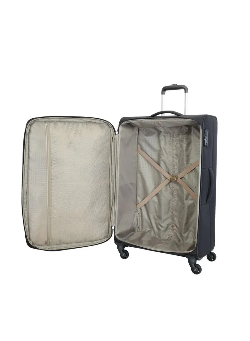 امريكان توريستر حقيبة سفر إشبيلية، حجم كبير  سم،  عجلات، قماش ناعم، بوليستر، أسود، قفل ، جيب أمامي، جيب داخلي شبكي بسحاب، ضمان عالمي  سنوات