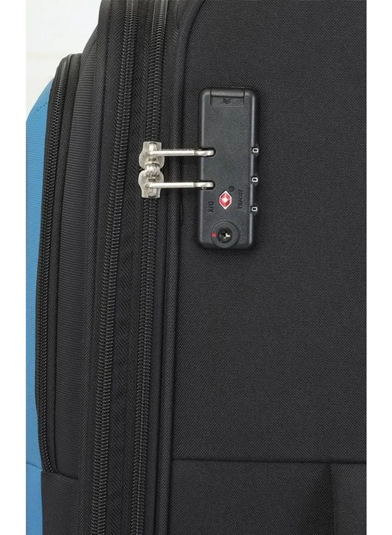 American Tourister black seville suitcase, check-in size 69 cm / 25 inch, 4 wheels, soft top, polyester, black|tsa lock|front storage compartment|inner mesh zippered pocket - 3 years international warranty  | Best Price UAE
