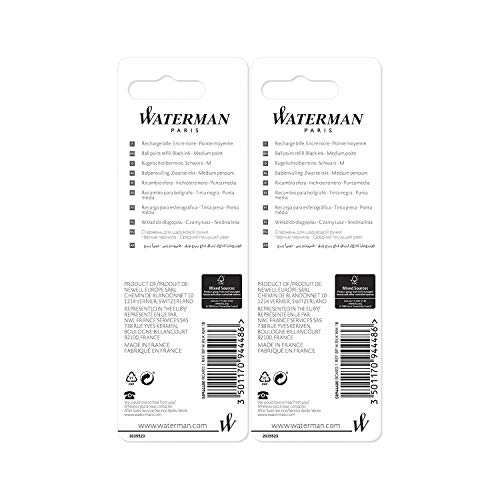 Waterman Black Medium Point Ballpoint Pen Refill (2 Pack) - Image 2