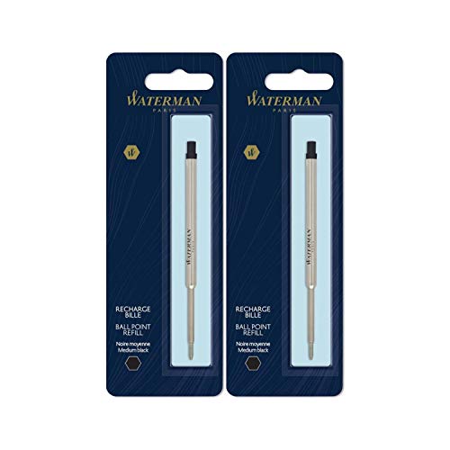 Waterman Black Medium Point Ballpoint Pen Refill (2 Pack) - Image 1