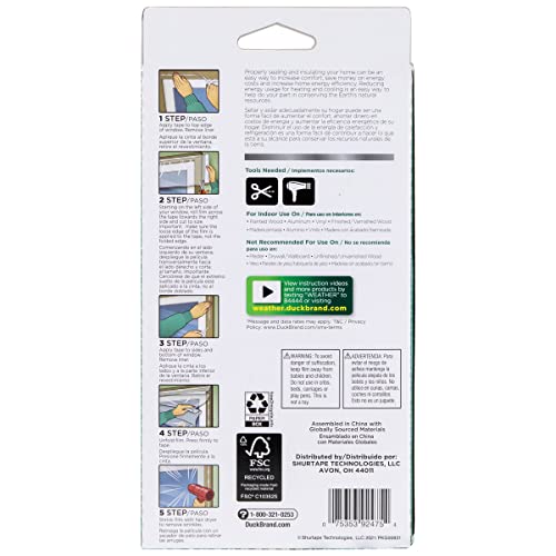 Duck Brand Window Insulation Kit - Winter Seal Kit Fits up to 10 Windows - Rolled Shrink Film Cuts to Size for Easy Indoor Installation - Tape Included - 62 In. by 420 In.- Clear - Image 3
