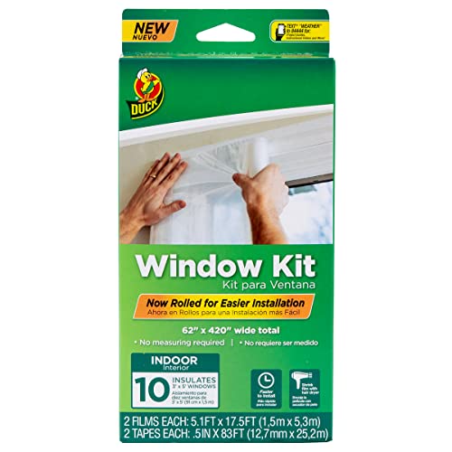 Duck Brand Window Insulation Kit - Winter Seal Kit Fits up to 10 Windows - Rolled Shrink Film Cuts to Size for Easy Indoor Installation - Tape Included - 62 In. by 420 In.- Clear - Image 2