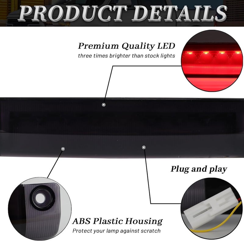 BINQIGOO Smoked Lens 9-LED Third Brake Light Assembly for Toyota Models - Image 4