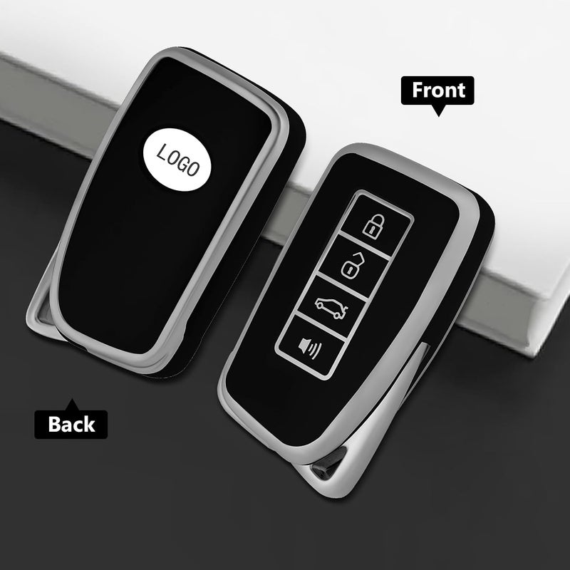 وركاس غطاء مفتاح فاخر من TPU الناعم بنمط 4 أزرق فضي متوافق مع RX ES GS LS NX RS GX LX RC LC - غطاء مفتاح من TPU الناعم (فضي - أسود) - Image 4