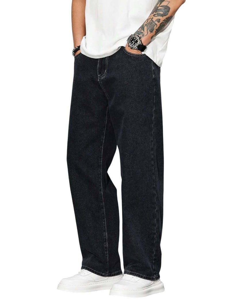 KOTTY Mens Solid Badab Black Coin Pocket Losse fit Jeans (Black,32)-KTTMENSJEANS489_32 - Image 1