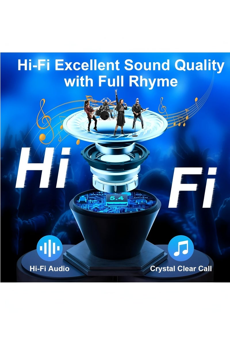 فليفيو سماعات أذن لاسلكية تعمل باللمس بتقنية البلوتوث 5.4، خاصية إلغاء الضوضاء النشطة، سماعات أذن مزودة بحافظة شحن USB لأجهزة iOS/Android، مقاومة للماء IPX5، لون أسود - Image 5