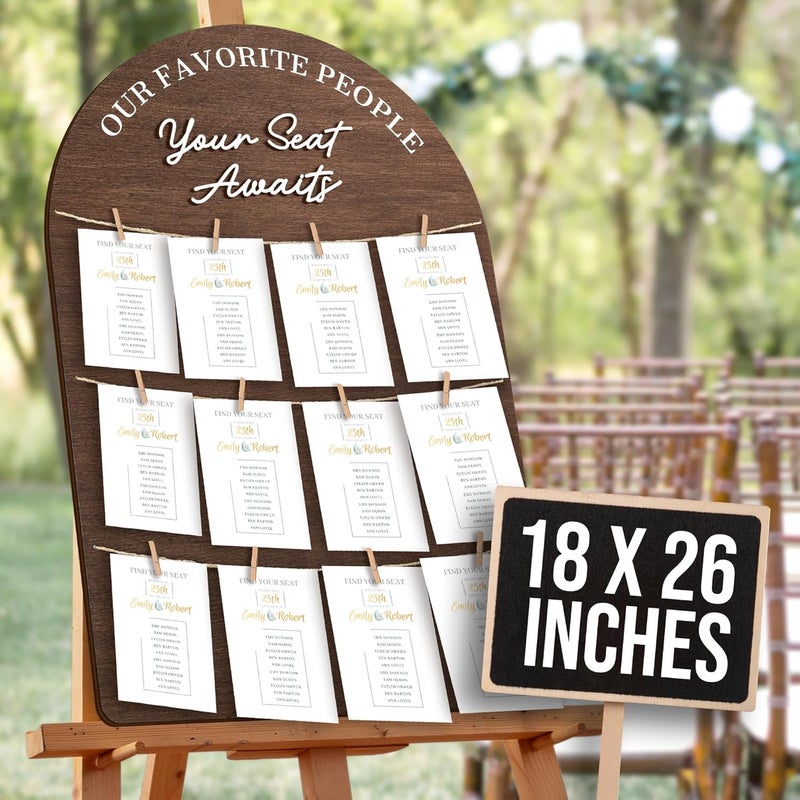 STOFINITY Wedding Seating Chart Board Display For Wedding Reception Decor - Rustic Seating Chart For Reception Display, Wood Find Your Seat Sign Ideas - Image 1
