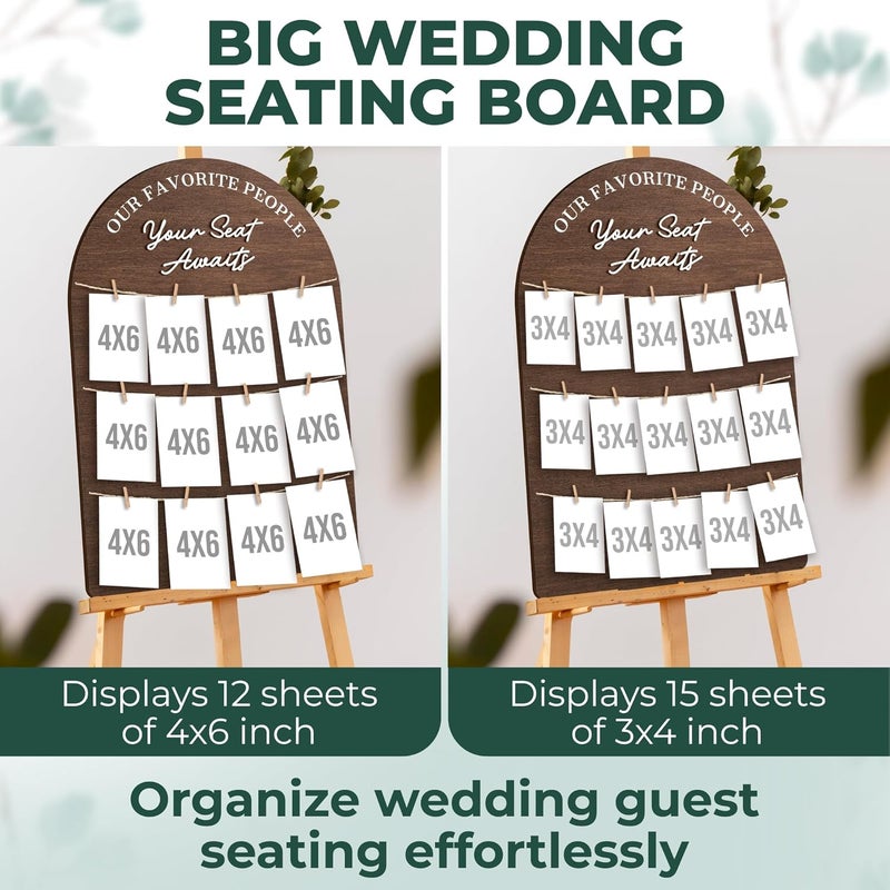 STOFINITY Wedding Seating Chart Board Display For Wedding Reception Decor - Rustic Seating Chart For Reception Display, Wood Find Your Seat Sign Ideas - Image 3