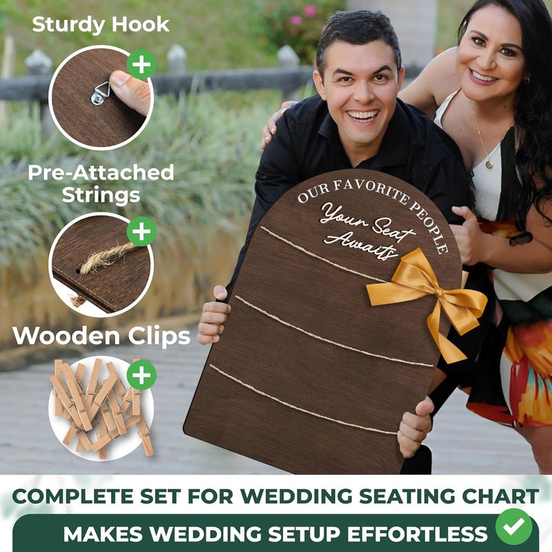 STOFINITY Wedding Seating Chart Board Display For Wedding Reception Decor - Rustic Seating Chart For Reception Display, Wood Find Your Seat Sign Ideas - Image 5
