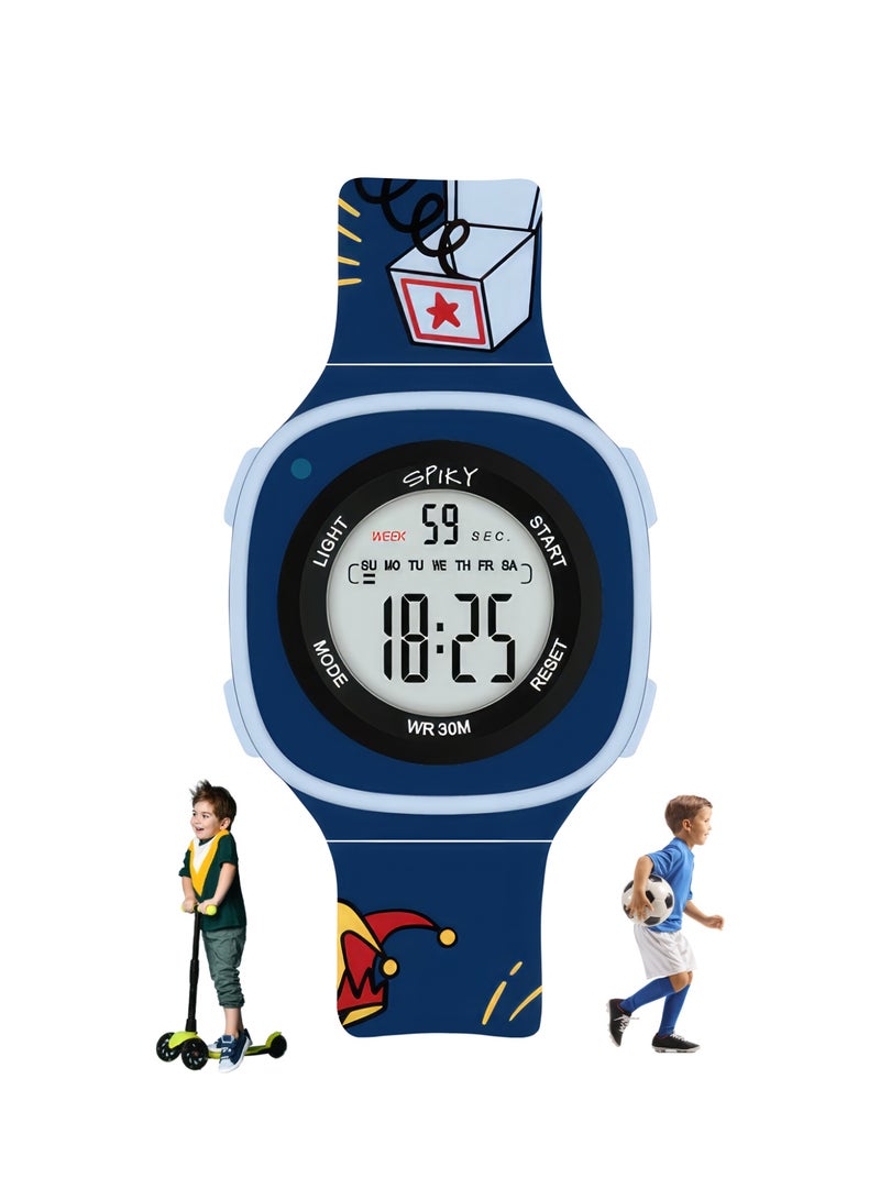 SPIKY Digital Sports Watch for Kids | Multifunctional, Luminous Display, Alarm | Water Resistant & Printed Silicone Strap | Best Birthday Gift Wrist Watches for Girls & Boys | Age 2-14 yrs