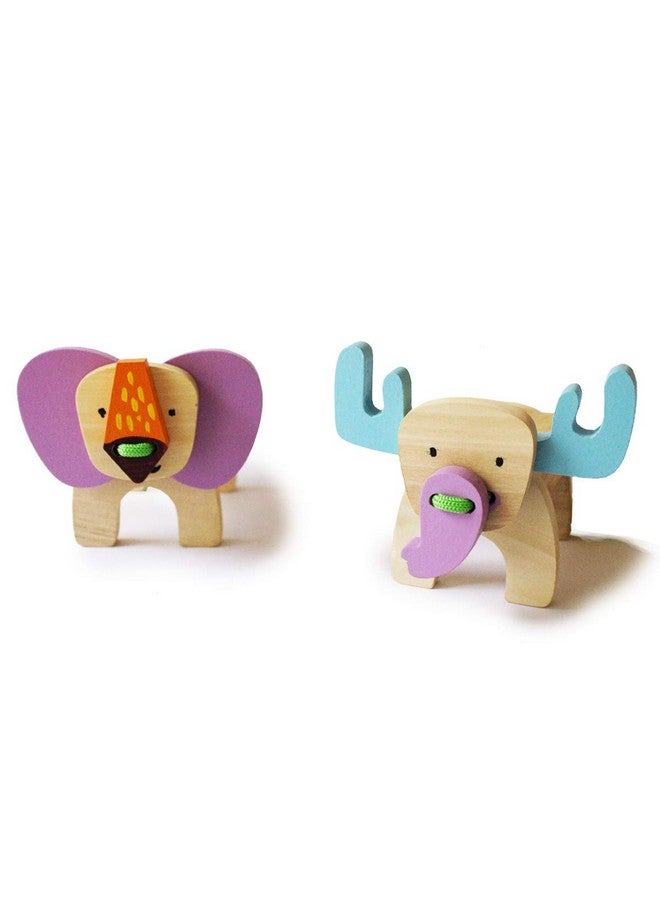 Shumee 2-In-1 Wooden Lacing & Pegging Toys- Safari Animal Themed | 2 Years+ | Eco Friendly & Safe | Organic & Non Toxic | Focused Play - Image 3