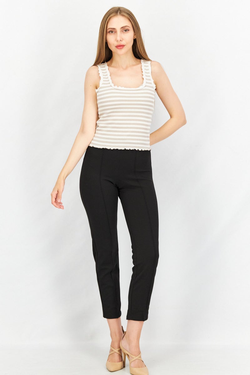 STEVE MADDEN بلوزة نسائية بدون أكمام ذات ياقة مربعة، عاجي - Image 2