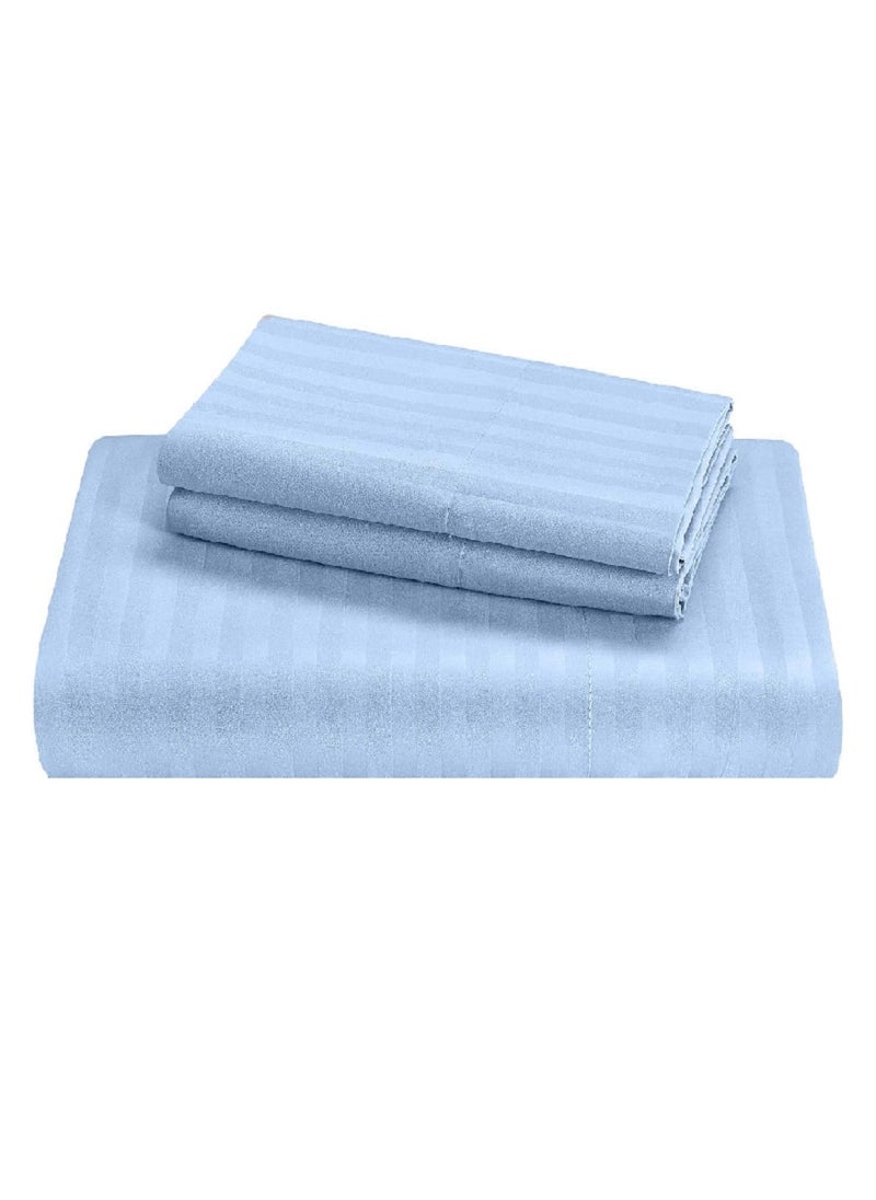Blueberry Premium Quality Striped Bed Sheet Sets 100% Cotton 3 Piece Set Deep Pocket 180x200+20cm - Image 1