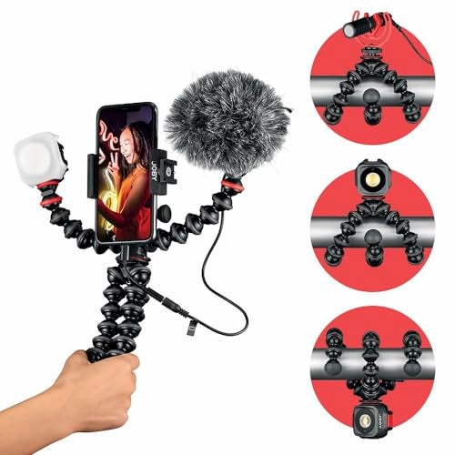 JOBY طقم تصوير الفيديو المحمول JOBY GorillaPod (حامل هاتف ذكي، ميكروفون Wavo المحمول، ضوء LED Beamo Mini) - Image 3