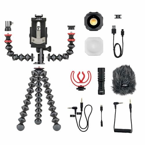 JOBY طقم تصوير الفيديو المحمول JOBY GorillaPod (حامل هاتف ذكي، ميكروفون Wavo المحمول، ضوء LED Beamo Mini) - Image 2