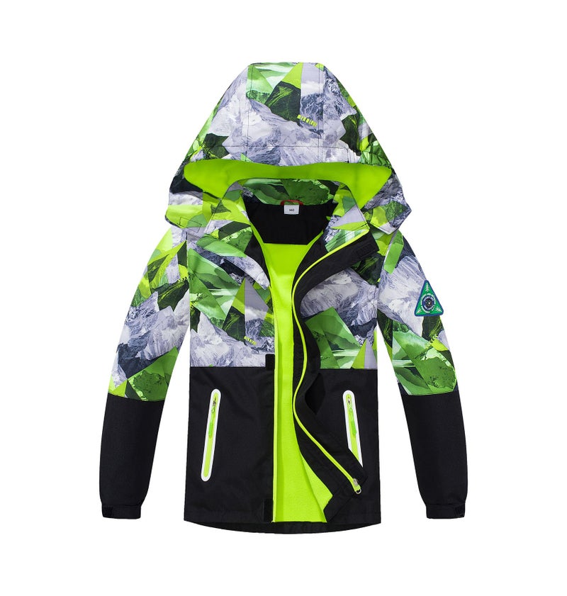 MGEOY Boys Girls Rain Jackets Lightweight Waterproof Hooded Raincoats Windbreakers for Kids 4-14Y - Image 1