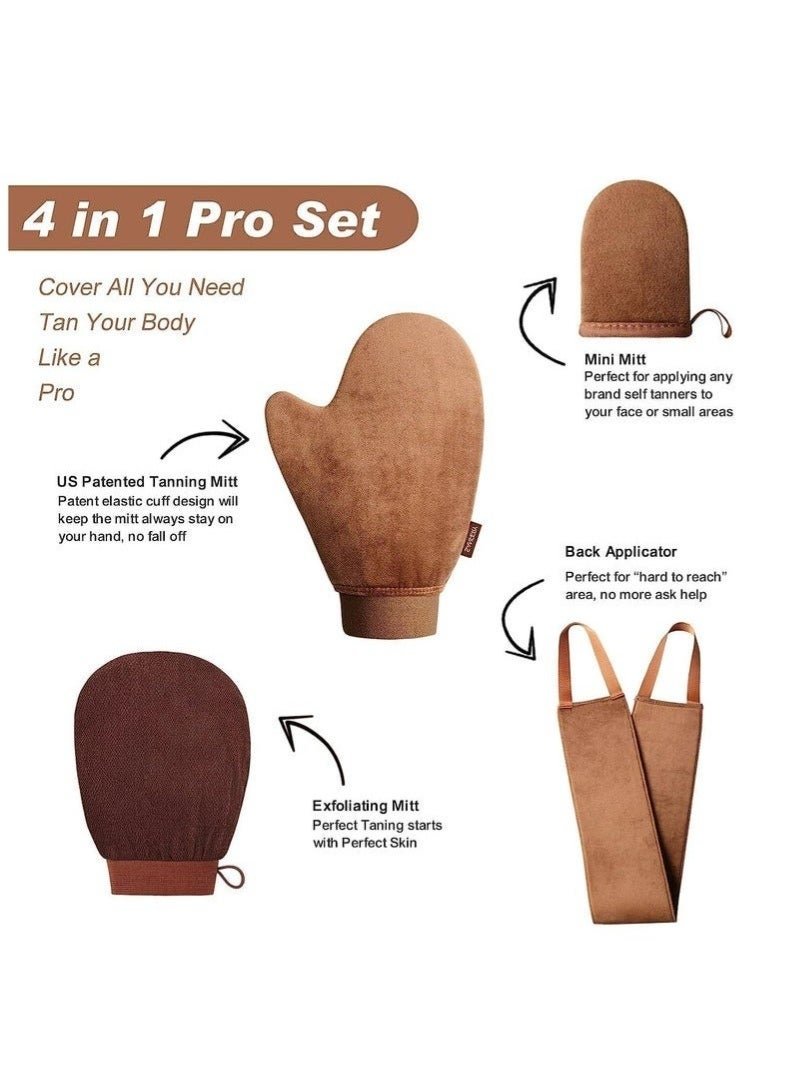 قفاز تسمير ذاتي - عبوة من 4 قطع: قفاز تسمير ذاتي، أداة تطبيق خلفية، قفاز تسمير ذاتي صغير، قفاز تقشير، قفازات تسمير ذاتية - Image 4