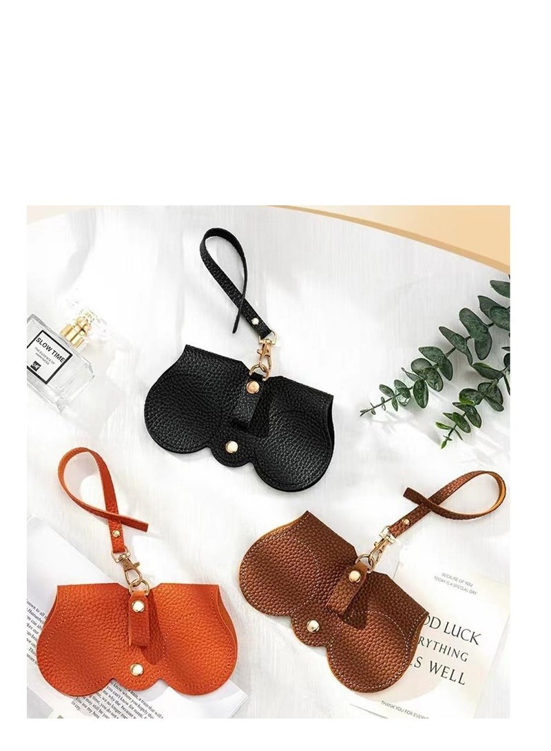 Golden 3 Piece Portable Eyeglass Case Portable Glasses Bag Creative Glasses Box Anti-Stress Sun Glasses Storage Bag Men & Women Myopia Glasses Protective Cover, Ultra-Fine Leather Soft & Protective(3 Colors) - Image 1