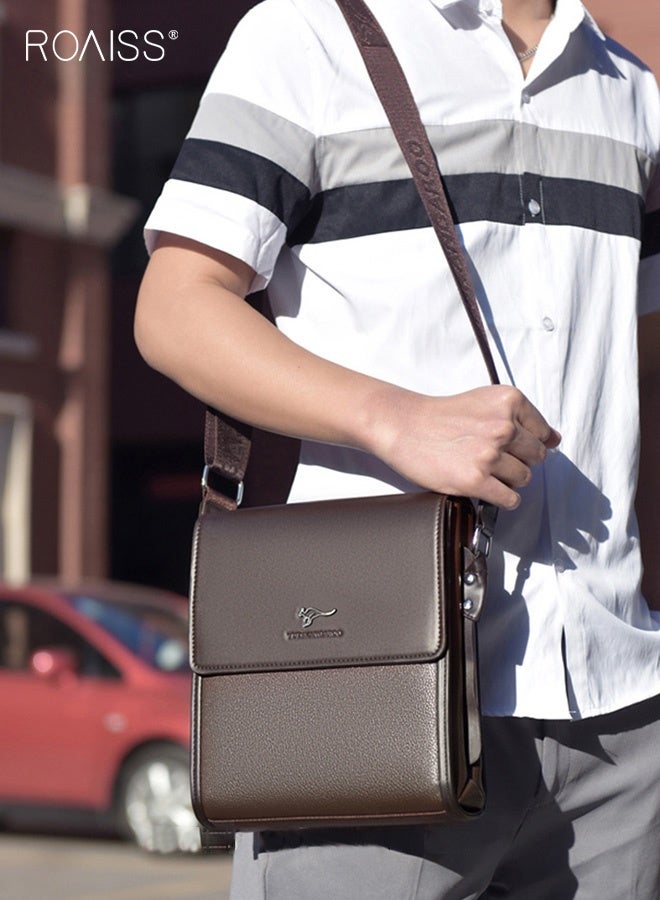 roaiss Men's Business Briefcase Versatile Shoulder Crossbody Bag Ideal for Business and Casual Needs, Lightweight Handbag with a Sleek Design Convenient Carry Handle Brown - Image 5
