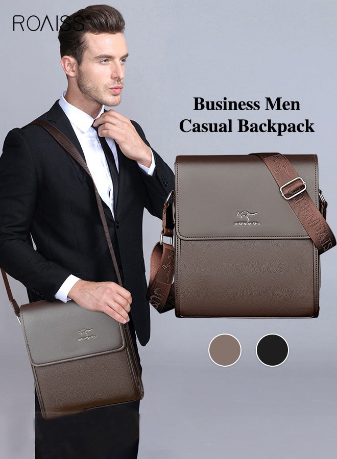 roaiss Men's Business Briefcase Versatile Shoulder Crossbody Bag Ideal for Business and Casual Needs, Lightweight Handbag with a Sleek Design Convenient Carry Handle Brown - Image 1