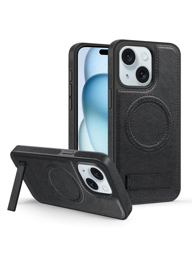 اس-توب جراب لهاتف iPhone 15 متعدد الوظائف مزود بحامل MagSafe PU - Image 1