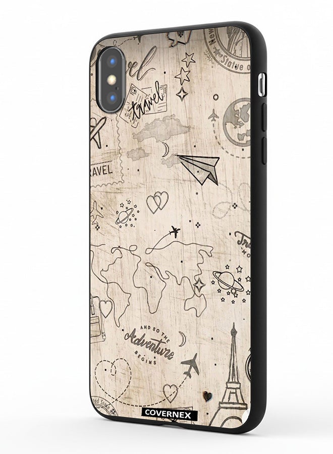 Covernex Apple iPhone X Protective Case Cover Printed Featuring Wonderlust Sketch World Map - Image 1
