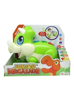 MIGHTY MEGASAUR Junior Megasaur Push & Play Sound Green Triceratops Figure Educational Toy, Eating Snoring Stomping  - Image 1