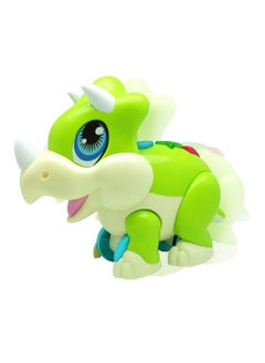MIGHTY MEGASAUR Junior Megasaur Push & Play Sound Green Triceratops Figure Educational Toy, Eating Snoring Stomping  - Image 2
