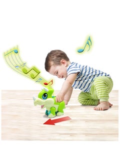 MIGHTY MEGASAUR Junior Megasaur Push & Play Sound Green Triceratops Figure Educational Toy, Eating Snoring Stomping  - Image 4